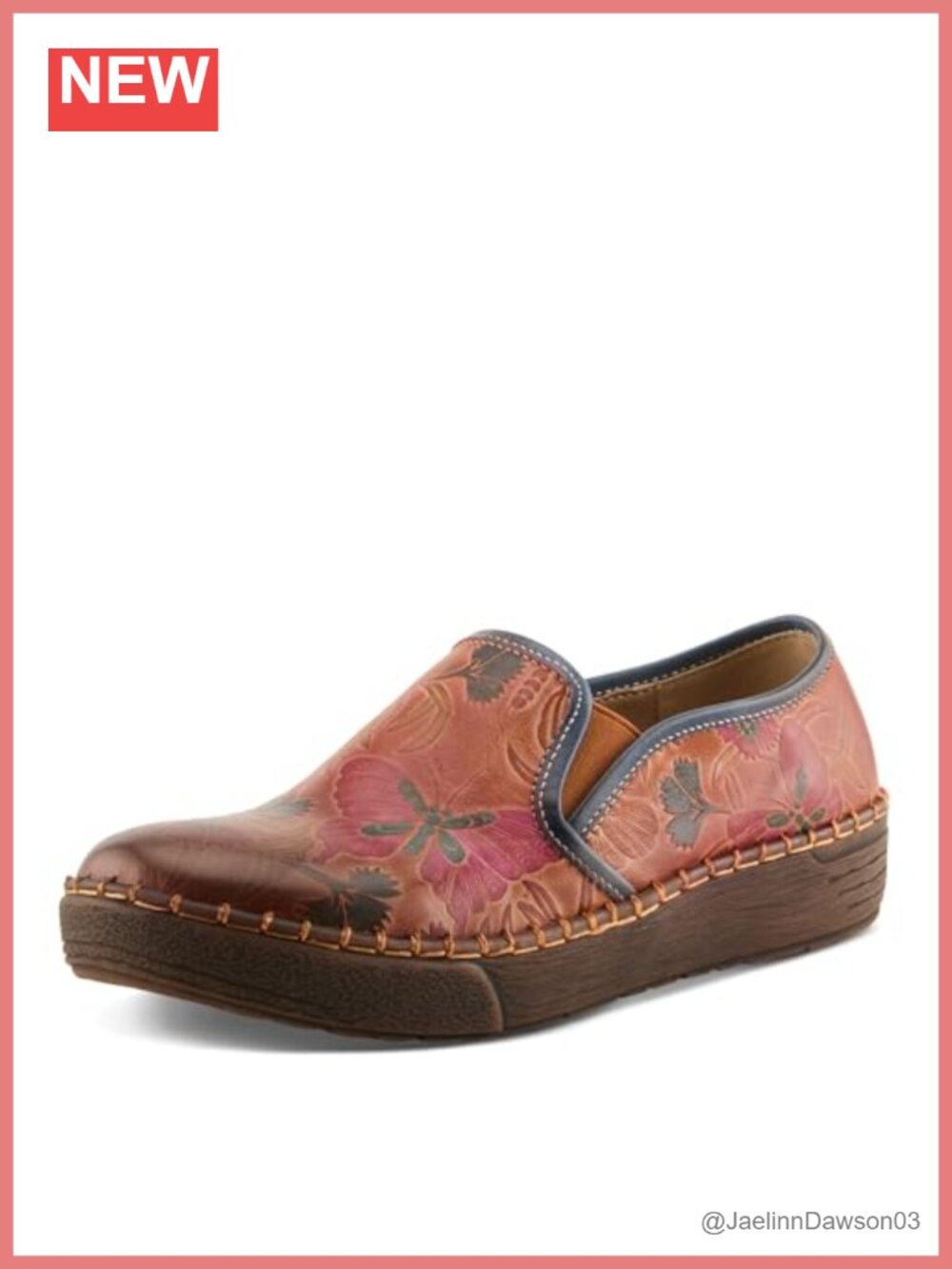 Hand-Painted Leather Slip-On Loafers with Stretch Sides | Wedge Heel | Women's